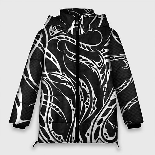 Женская зимняя куртка Карбон с татуировками / 3D-Светло-серый – фото 1