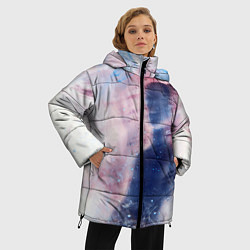 Куртка зимняя женская Абстрактные краски и силуэт - Белый, цвет: 3D-черный — фото 2