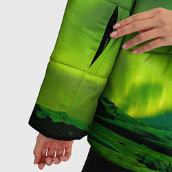 Куртка зимняя женская Абстрактное полярное сияние - Зелёный, цвет: 3D-красный — фото 2