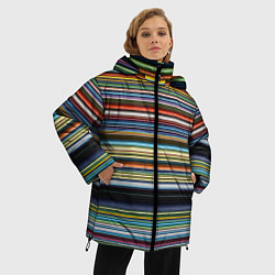 Куртка зимняя женская Абстрактное множество разноцветных линий, цвет: 3D-светло-серый — фото 2