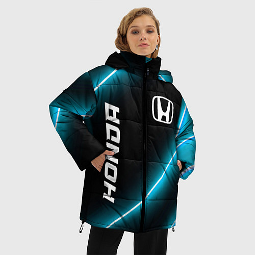 Женская зимняя куртка Honda неоновые лампы / 3D-Черный – фото 3