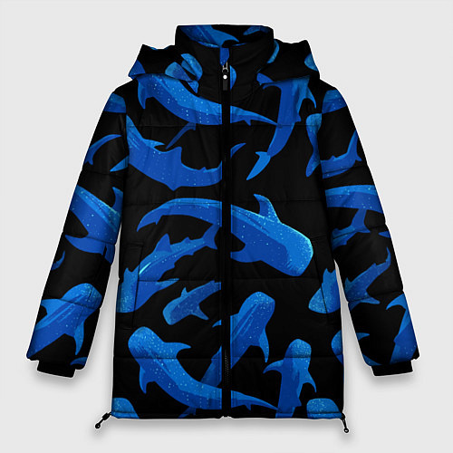 Женская зимняя куртка Стая акул - паттерн / 3D-Светло-серый – фото 1