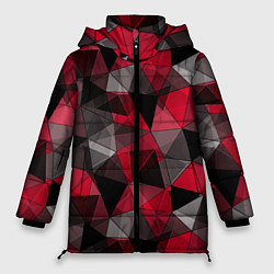 Куртка зимняя женская Красно-серый геометрический, цвет: 3D-красный