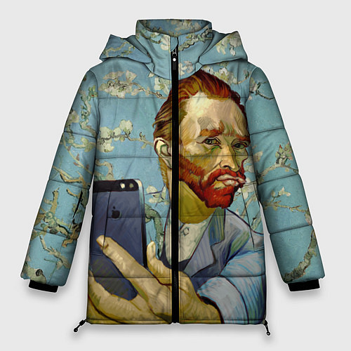 Женская зимняя куртка Ван Гог Селфи - Арт Портрет / 3D-Красный – фото 1