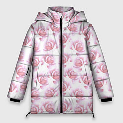 Куртка зимняя женская Нежные розы - паттерн, цвет: 3D-светло-серый