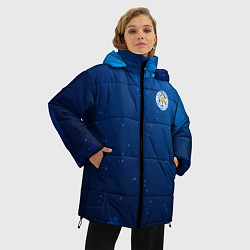 Куртка зимняя женская Сборная Уругвая синяя абстракция, цвет: 3D-светло-серый — фото 2