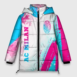 Куртка зимняя женская AC Milan neon gradient style: символ и надпись вер, цвет: 3D-черный