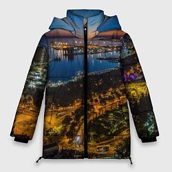 Куртка зимняя женская Ночной город с высоты, цвет: 3D-красный
