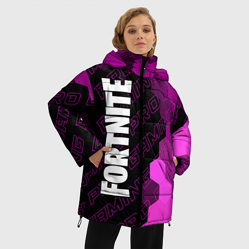 Женская зимняя куртка Fortnite pro gaming: по-вертикали / 3D-Черный – фото 3