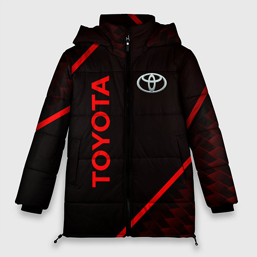 Женская зимняя куртка Toyota Красная абстракция / 3D-Красный – фото 1