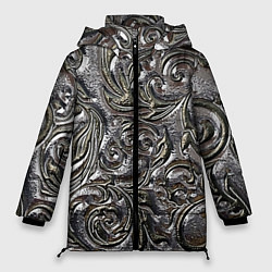 Куртка зимняя женская Растительный орнамент - чеканка по серебру, цвет: 3D-светло-серый