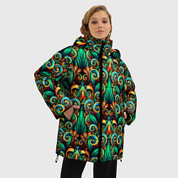 Куртка зимняя женская Объемные яркие узоры, цвет: 3D-черный — фото 2