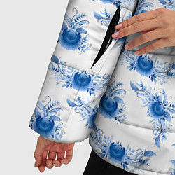 Куртка зимняя женская Blue floral pattern, цвет: 3D-светло-серый — фото 2