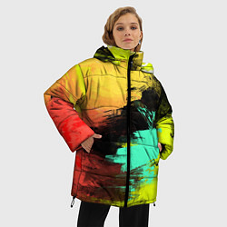 Куртка зимняя женская Яркий красочный гранж, цвет: 3D-красный — фото 2