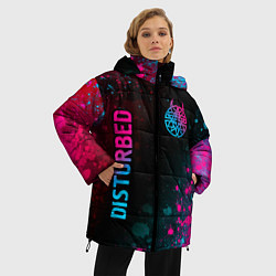 Куртка зимняя женская Disturbed - neon gradient: символ и надпись вертик, цвет: 3D-черный — фото 2