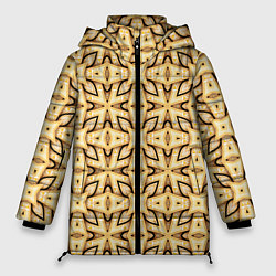 Куртка зимняя женская Объемные деревянные узоры, цвет: 3D-светло-серый