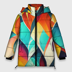 Куртка зимняя женская Красивые многоцветные узоры, цвет: 3D-красный