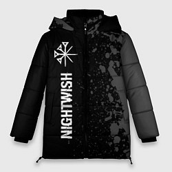 Куртка зимняя женская Nightwish glitch на темном фоне: по-вертикали, цвет: 3D-черный
