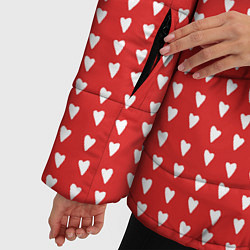 Куртка зимняя женская Красные сердечки паттерн, цвет: 3D-черный — фото 2