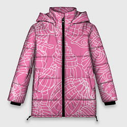 Куртка зимняя женская Океанские ракушки - паттерн, цвет: 3D-черный