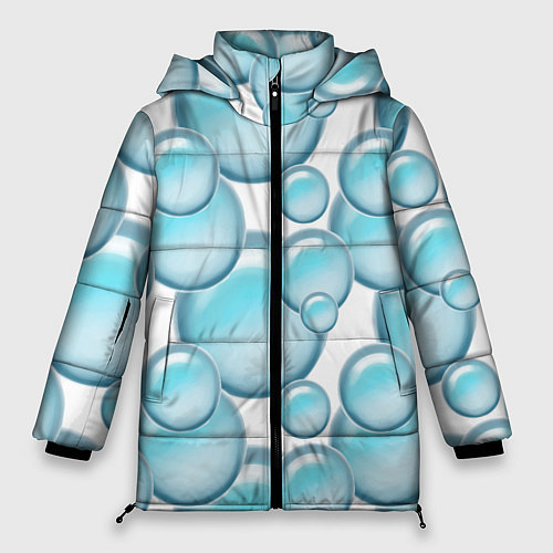 Женская зимняя куртка Стеклянные голубые шарики марблс / 3D-Светло-серый – фото 1