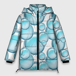 Куртка зимняя женская Стеклянные голубые шарики марблс, цвет: 3D-светло-серый