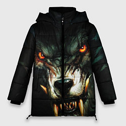 Куртка зимняя женская Злой волк с длинными клыками, цвет: 3D-светло-серый