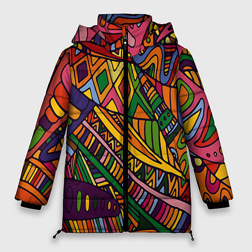 Женская зимняя куртка Психоделический узор / 3D-Светло-серый – фото 1