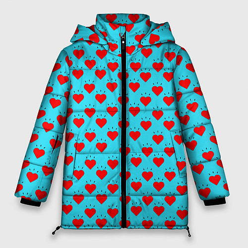 Женская зимняя куртка Лайки и черточки / 3D-Красный – фото 1