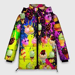 Куртка зимняя женская Мороженки Вкуснятина, цвет: 3D-черный