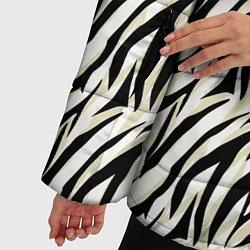Куртка зимняя женская Тигровый полосатый узор-черные, бежевые полосы на, цвет: 3D-светло-серый — фото 2