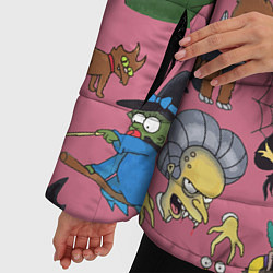 Куртка зимняя женская Персонажи Симпсонов - horror pattern, цвет: 3D-черный — фото 2