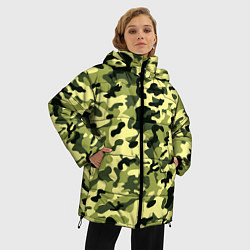 Куртка зимняя женская Камуфляж Зеленые листья, цвет: 3D-красный — фото 2