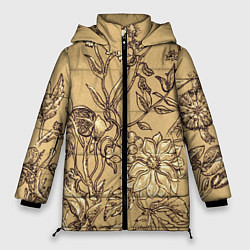 Куртка зимняя женская Флора рисунок, цвет: 3D-черный