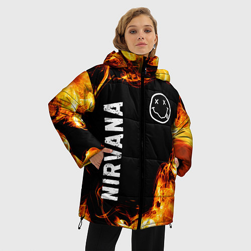 Женская зимняя куртка Nirvana и пылающий огонь / 3D-Черный – фото 3