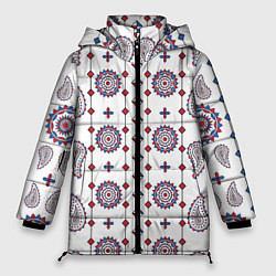 Куртка зимняя женская Пейсли с мандалами, цвет: 3D-светло-серый