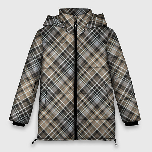 Женская зимняя куртка Классический клетчатый , бежево-коричневый фон / 3D-Светло-серый – фото 1