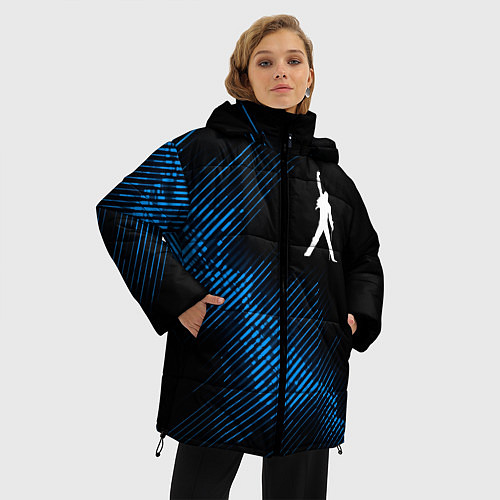 Женская зимняя куртка Queen звуковая волна / 3D-Черный – фото 3