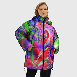Куртка зимняя женская Фракталы нежных оттенков, цвет: 3D-светло-серый — фото 2