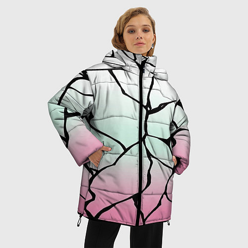 Женская зимняя куртка Шинобу Кочо Кимоно / 3D-Светло-серый – фото 3