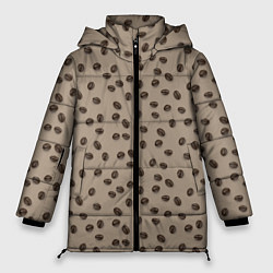 Куртка зимняя женская Кофейные зерна паттерн, цвет: 3D-черный