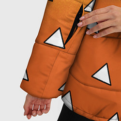 Куртка зимняя женская Оранжевое кимоно с треугольниками - Зеницу клинок, цвет: 3D-черный — фото 2
