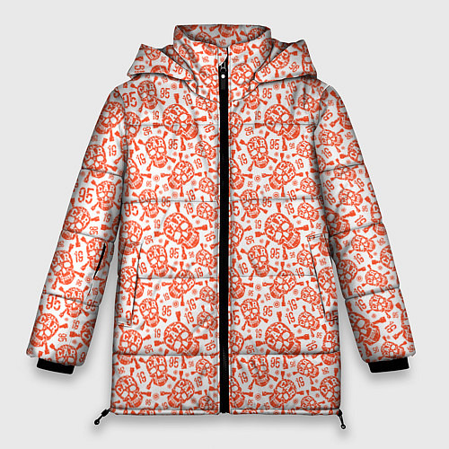 Женская зимняя куртка Череп и цифры / 3D-Красный – фото 1
