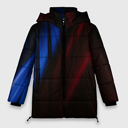 Женская зимняя куртка Иллюзорные синие и красные линии во тьме