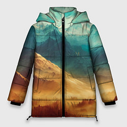 Куртка зимняя женская Завораживающий горный вид - рисунок, цвет: 3D-черный