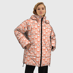 Куртка зимняя женская Череп и сердце, цвет: 3D-светло-серый — фото 2