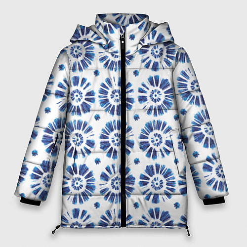 Женская зимняя куртка Тай-дай гжель / 3D-Светло-серый – фото 1