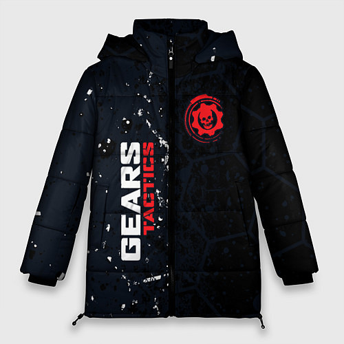 Женская зимняя куртка Gears of War красно-белой лого на темном фоне / 3D-Красный – фото 1