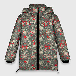Куртка зимняя женская Череп и брызги крови, цвет: 3D-красный