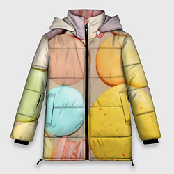 Куртка зимняя женская Разноцветные пирожные Макарон, цвет: 3D-черный